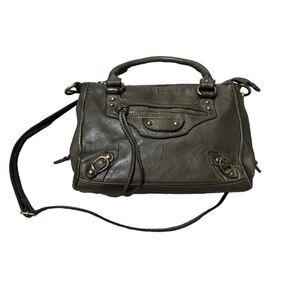 Vera Pelle Olive Green Leather Crossbody Satchel